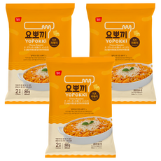 YOPOKKI 起司味炒年糕拉麵 (兩人份), 韓國最道地小吃, 有嚼勁的年糕搭配Q彈泡麵, 260g, 3包