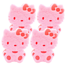 OTTO 崴昇 Hello Kitty 造型菜瓜布, 4個, 1入