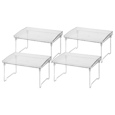 德利生活 可堆疊桌上置物架 29.5x21x16cm, 透明壓克力, 4個