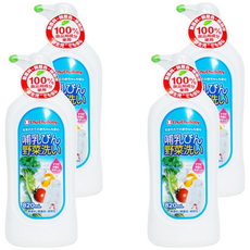 ChuChuBaby 蔬果奶瓶清潔劑, 100%食物原料製造, 天然洗淨除菌, 無添加色素香料, 820ml, 4瓶