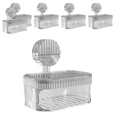 Reddot 紅點生活 強力吸盤雙層菜瓜布肥皂盒, 6個, 透白, 浴室收納好幫手