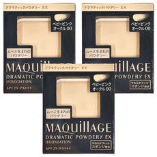 MAQuillAGE 心機彩粧 心機星魅輕羽粉餅UV EX SPF25 PA+++ 附粉撲 9.3g BP00, 3個
