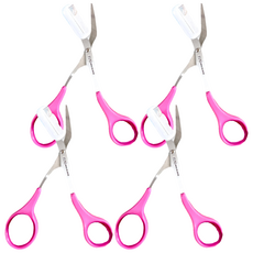 KAI 貝印 眉毛剪 附梳, 桃紅, 4入