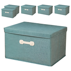小麥購物 棉麻掀蓋式收納箱 特大, 綠色, 6個