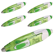 SDI 手牌 i-PULO 雙主修兩用修正帶, 專利推拉式, 透明外殼, 綠色, 5個