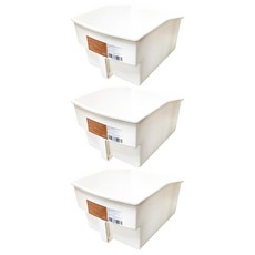 SHIMOYAMA 無印風高位層架用提把式收納籃, 3個, 白色