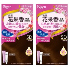Bigen 美源 花果香快速染髮霜 5D深棕色 濃密乳霜配方 長效持色, 2盒