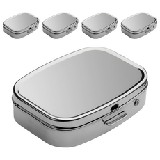 REFLECTS 雙格藥盒 不鏽鋼 ABS 塑料材質 按壓式彈蓋, 5個