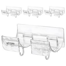 yoogee 冰川紋通用吹風機架, 免打孔, 多種牆面皆可安裝, 透明款, 4個