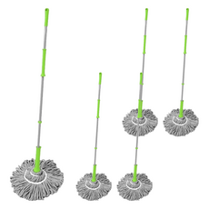 免手洗擰水旋轉拖把 輕鬆給水 一擰即乾 使用方便 懸掛收納設計 不占空間 強效吸水 清潔更高效, 5支