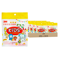 3M 兒童安全牙線棒 超細滑 3歲以上, 5cm, 38支, 8包