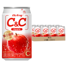黑松 C&C氣泡飲 蘋果 330ml 清爽解渴 蘋果風味氣泡飲, 24罐