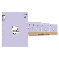 PENPIA 閱讀心得筆記本 國小3~6年級適用 可愛卡通設計 螺旋裝訂, 10本, 顏色隨機