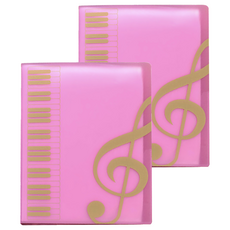 音樂資料夾 透明內頁袋 80頁160面 樂譜文件夾 A4, 粉色, 2個