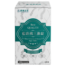 信東生技 藍綠褐三藻錠 含藍藻、綠藻及褐藻 全素食, 330顆, 210mg, 1盒