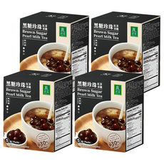 歐可茶葉 黑糖珍珠紅茶拿鐵 慢火炒焙黑糖香 紐西蘭奶粉 Q彈珍珠 三合一沖泡包, 72g, 5包, 4盒