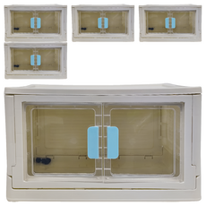 雙開門摺疊收納箱, 大號, 藍色, 5個