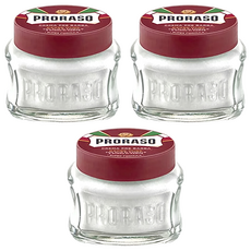 PRORASO 紅標 鬍前軟化膏 滋潤檀香 深層滋潤 100ml, 3罐