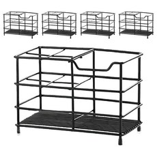 艾米購物 304不鏽鋼牙刷架 4格,黑色,5個,壁掛式收納,浴室置物架