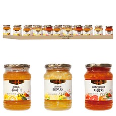 CAFFE BENE 咖啡伴 韓國果茶禮盒, 蜂蜜柚子.蜂蜜葡萄柚.蜂蜜檸檬, 480g, 9罐