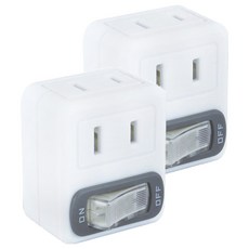 Dr.AV 聖岡科技 節電1開2插分接器, 2P插腳, 2P插孔x1, 節能帶燈開關, 5cm, TNT-832S, 2個