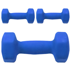 三次方 塑身小啞鈴, 3Kg 藍色, 鑄鐵+PVC材質, 居家健身, 六角設計, 手臂肌肉訓練, 3個