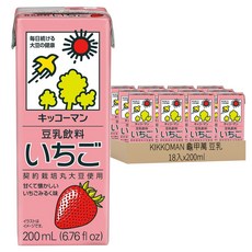 KIKKOMAN 龜甲萬 豆乳 草莓風味, 200mL (6.76 fl oz) x 18入