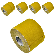 ALL-ROUNDED 全展 醫療用黏性膠帶及黏性繃帶 未滅菌 全能貼 運動肌貼 5cm x 5m 黃色, 6個