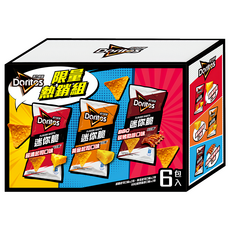 Doritos 多力多滋 迷你脆玉米片組 超濃起司2包 + 黃金起司2包 + BBQ碳烤肋排2包, 324g, 1盒