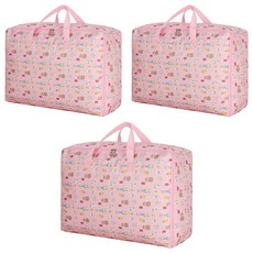 小麥購物 印花牛津棉被收納袋 L2083 超大, 粉兔子, 3個