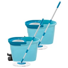 EASY CLEANER 家簡塵除 新雙驅動旋轉拖把組, 腳踩變速齒輪, 手壓4倍速脫水, 節能省水, 2組