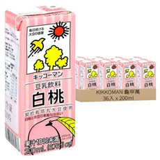 KIKKOMAN 龜甲萬 豆乳 白桃風味 200mL (6.76 fl oz) x 18入, 36入