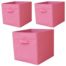 小綠豆居家百貨 可折疊無蓋收納箱, 粉色, 3個