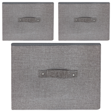 棉麻收納箱 玩具箱/衣物收納箱/摺疊收納箱/三層櫃抽屜 1.5kg, 麻灰色, 3個