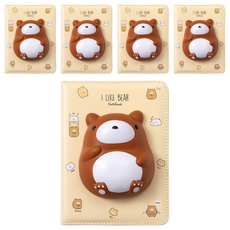 SKB 抒壓筆記本 立體動物造型 PU和紙材質, 棕熊, 5本