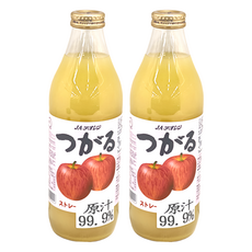 JA Aoren 青森縣蘋果汁津輕 日本青森縣產100%原汁 健康美味 玻璃瓶裝, 1L, 2瓶