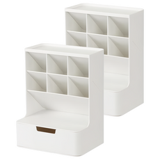 SYSmAX 蜂巢式桌面抽屜收納置物架 - 多功能收納櫃，高質感設計, 白色, 2個