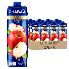 CHABAA 啜吧 100%蘋果汁, 1L, 12瓶