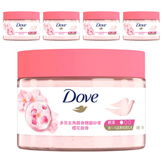 多芬 去角質身體磨砂膏 櫻花甜香，含1/4滋潤乳霜, 298g, 5罐