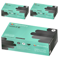 MEDIHAND 美恆 NBR鑽石紋手套 特厚款 100個, 黑色, L, 3盒