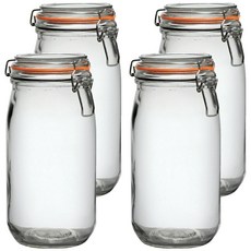 utopia 扣式玻璃密封罐 橘色 1.5L 密封保鮮 廚房收納好幫手, 4個