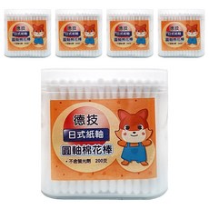 D&T德技生化 日式圓紙軸棉花棒 ,200支,5罐
