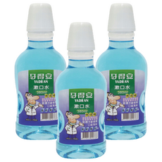 牙得安 抗菌漱口水 清新薄荷 口腔清潔 預防蛀牙 無酒精配方, 380ml, 3瓶