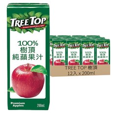 TREE TOP 樹頂 100%純蘋果汁 200ml, 美國品牌, 優質原料, 12入