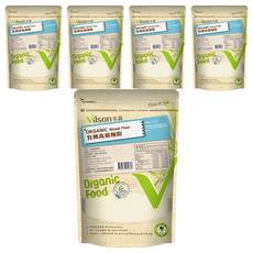 Vilson 米森 有機高筋麵粉, 無添加防腐劑、人工香料及色素，無使用農藥、化學肥料，純淨黃金小麥研磨製成, 500g, 5包