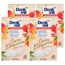 dm Denk mit 烘衣機專用衣物柔軟防皺除臭去靜電香氛紙 花香杏色 36片/盒, 4盒