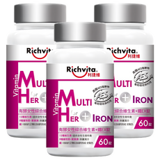 Richvita 利捷維 有酵女性綜合維生素 + 鐵EX錠, 60顆, 3個