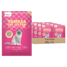 Tamsaa 凝結型貓砂 5L, 無香, 8包