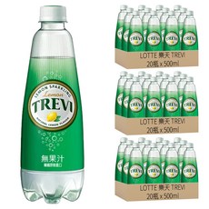 LOTTE 樂天 TREVI 氣泡水 檸檬口味 500ml x 20瓶, 60瓶