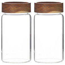 WORTH IT 渥思 日式相思木密封玻璃罐 580ml 密封罐 食品收納罐, 2個, 單件